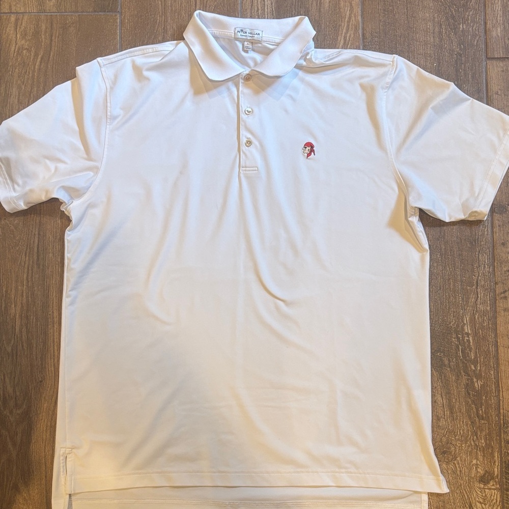 Peter Millar White Polo with Red Embroidered Crest